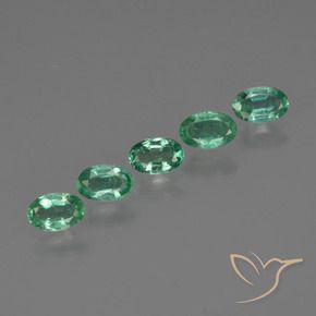 1.15캐럿 천연 미디엄 그린 에메랄드 보석, 타원형 컷, 5.1×3.3 mm, SI