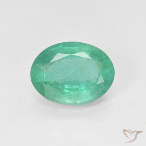 1.62ct 자연스러운 블루 그린 에메랄드, 타원형, SI