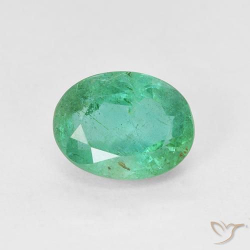 1.96ct 자연스러운 블루 그린 에메랄드, 타원형, SI