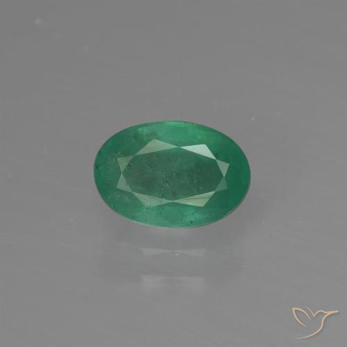 0.85캐럿 천연 블루 그린 에메랄드, 타원형 컷, 7.3×5 mm, SI