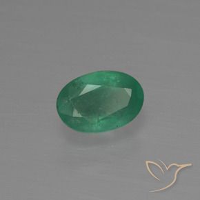 0.85캐럿 천연 블루 그린 에메랄드, 타원형 컷, 7.3×5 mm, SI