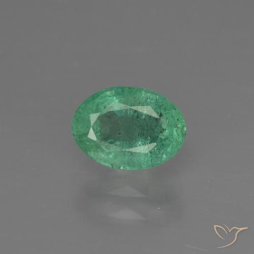 0.95ct 자연스러운 미디엄 그린 에메랄드, 타원형, SI