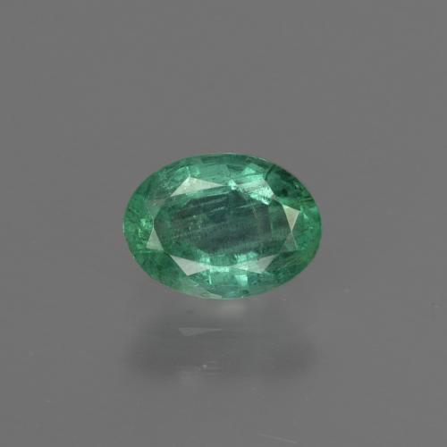 0.79캐럿 천연 미디엄 그린 에메랄드, 타원형 컷, 7×5.1 mm, SI