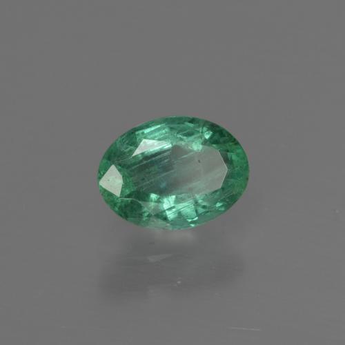 0.79캐럿 천연 미디엄 그린 에메랄드, 타원형 컷, 7×5.1 mm, SI