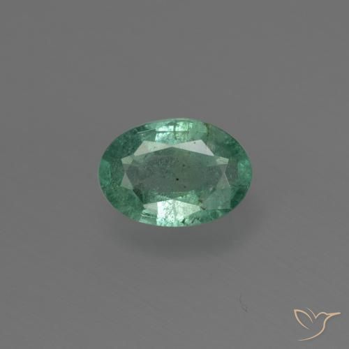 0.64ct 자연스러운 블루 그린 에메랄드, 타원형, SI