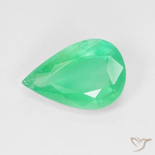 3.54ct 자연스러운 연한 초록색 에메랄드, 배 모양, SI