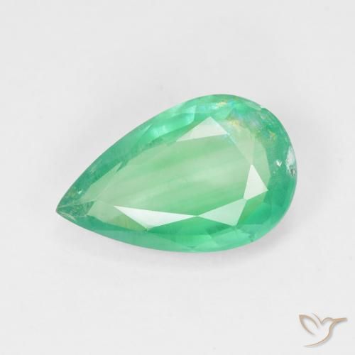 3.27ct 자연스러운 밝은 녹색 에메랄드, 배 모양, SI
