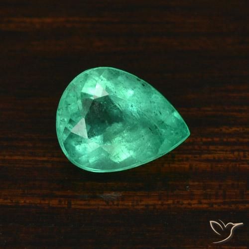 1.58ct 자연스러운 쿨 그린 에메랄드, 배 모양, SI-I1