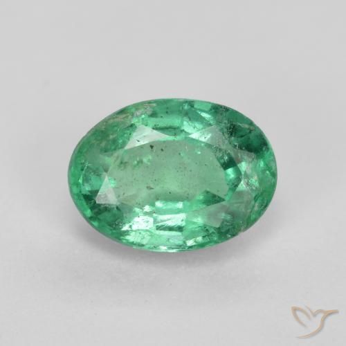 0.76ct 자연스러운 연한 초록색 에메랄드, 타원형, SI
