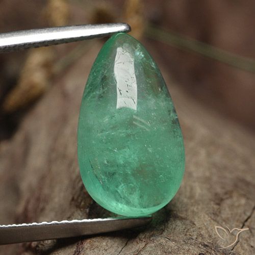 6.23ct 자연스러운 연한 초록색 에메랄드, 배 모양, 투명한