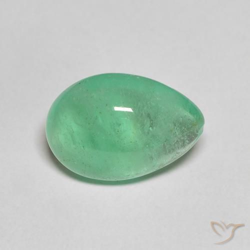 3.91ct 자연스러운 연한 초록색 에메랄드, 배 모양, 투명한