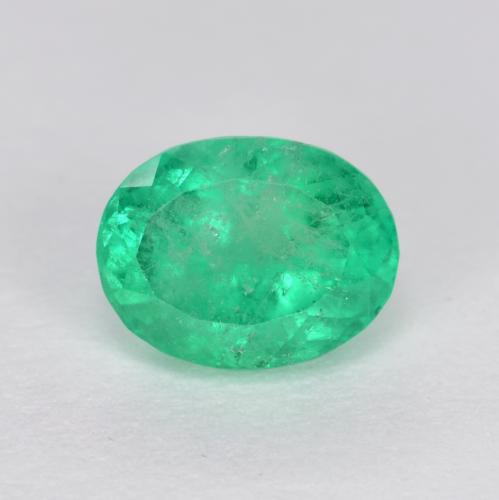 0.94캐럿 천연 일렉트릭 그린 에메랄드, 타원형 컷, 6.9×5.4 mm, VS-SI