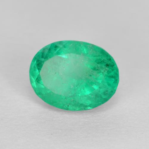 0.94캐럿 천연 일렉트릭 그린 에메랄드, 타원형 컷, 6.9×5.4 mm, VS-SI