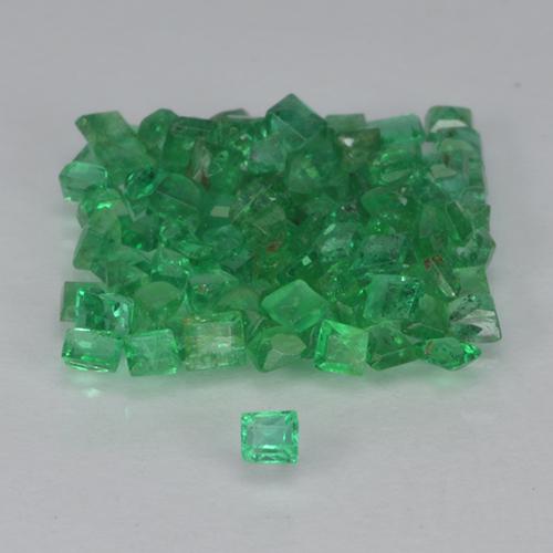 1.34캐럿 천연 따뜻한 녹색 에메랄드 보석, 스퀘어, 1.3×1.2 mm, VS-SI