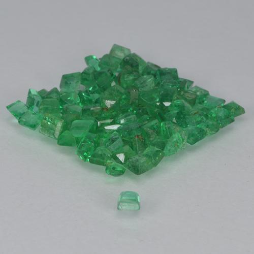 1.34캐럿 천연 따뜻한 녹색 에메랄드 보석, 스퀘어, 1.3×1.2 mm, VS-SI