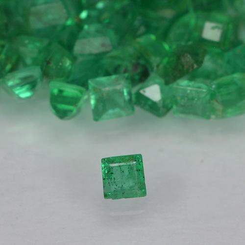 1.23캐럿 천연 미디엄 그린 에메랄드 보석, 스퀘어, 1.3×1.3 mm, VS-SI