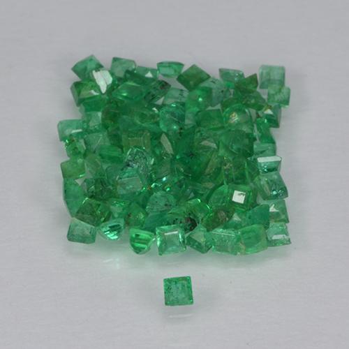 1.23캐럿 천연 미디엄 그린 에메랄드 보석, 스퀘어, 1.3×1.3 mm, VS-SI