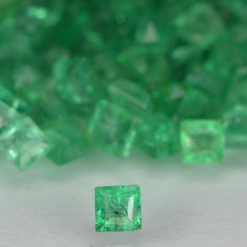 2.41캐럿 천연 따뜻한 녹색 에메랄드 보석, 스퀘어, 1.3×1.3 mm, SI