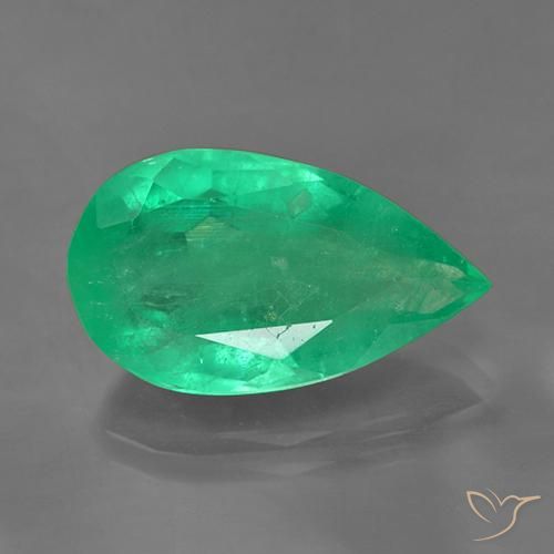 7.46캐럿 천연 밝은 녹색 에메랄드, 배 모양, SI
