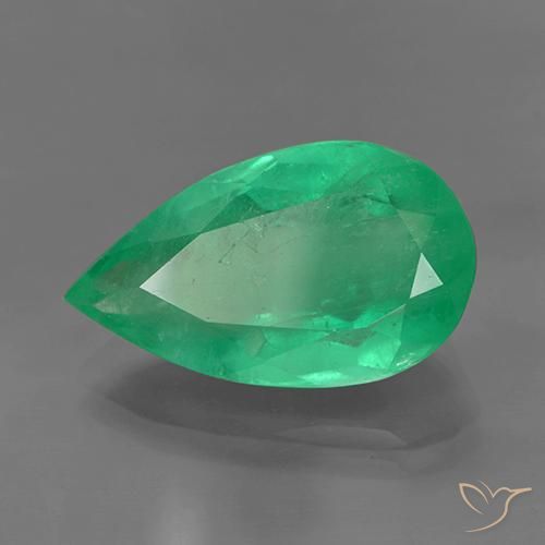 7.46캐럿 천연 밝은 녹색 에메랄드, 배 모양, SI