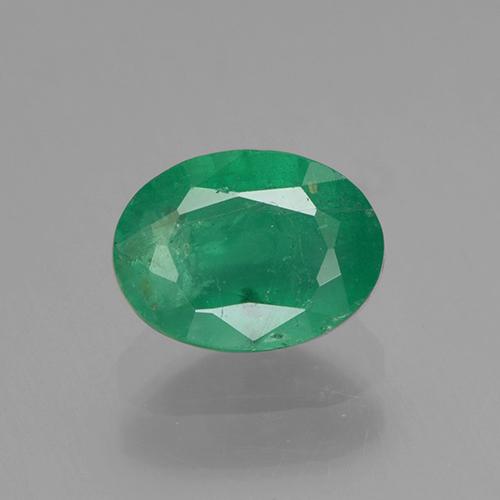 0.88캐럿 천연 미디엄 그린 에메랄드, 타원형 컷, 7×5.2 mm, SI