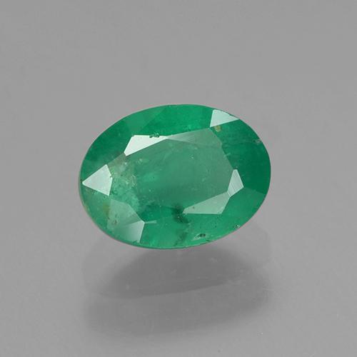 0.88캐럿 천연 미디엄 그린 에메랄드, 타원형 컷, 7×5.2 mm, SI
