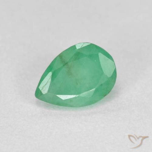 0.47ct 자연스러운 밝은 녹색 에메랄드, 배 모양, SI-I1