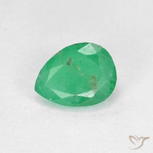 0.44ct 자연스러운 연한 초록색 에메랄드, 배 모양, SI-I1