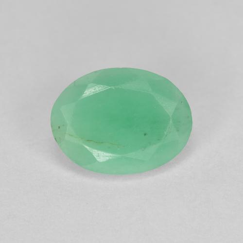 0.97캐럿 천연 라이트 그린 에메랄드, 타원형 컷, 8.1×6.1 mm, SI-I1