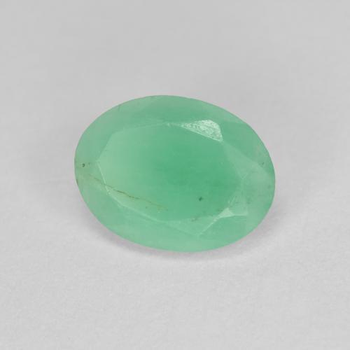 0.97캐럿 천연 라이트 그린 에메랄드, 타원형 컷, 8.1×6.1 mm, SI-I1