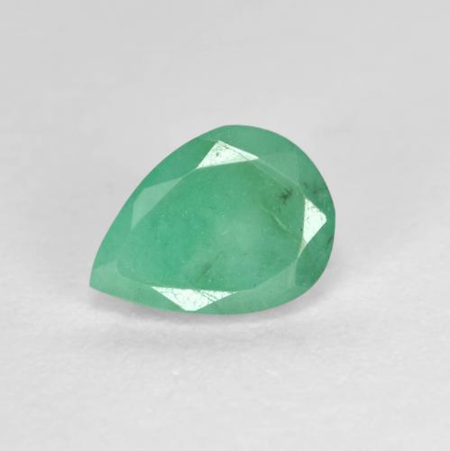 0.67캐럿 천연 쿨 그린 에메랄드, 배 모양, 7.1×5.2 mm, SI-I1