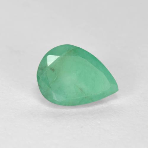 0.67캐럿 천연 쿨 그린 에메랄드, 배 모양, 7.1×5.2 mm, SI-I1