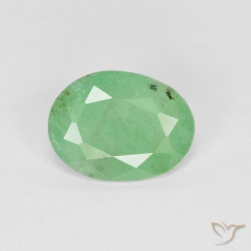 0.66ct 자연스러운 연한 초록색 에메랄드, 타원형, SI-I1
