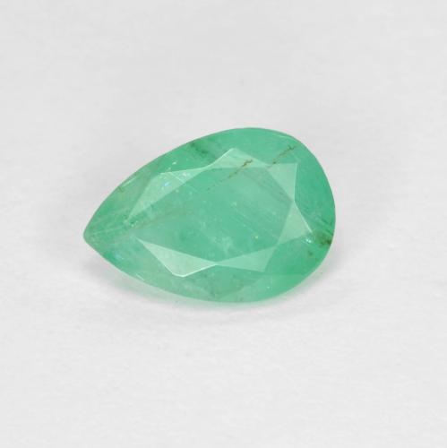 0.56캐럿 천연 쿨 그린 에메랄드, 배 모양, 7.1×4.9 mm, SI-I1
