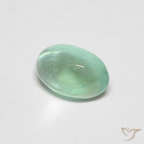 0.40ct 자연스러운 라이트 쿨 그린 에메랄드, 타원형, 투명한