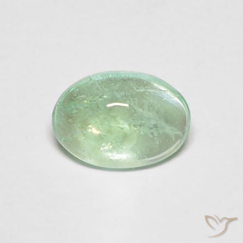 0.58ct 자연스러운 연한 초록색 에메랄드, 타원형, 투명한