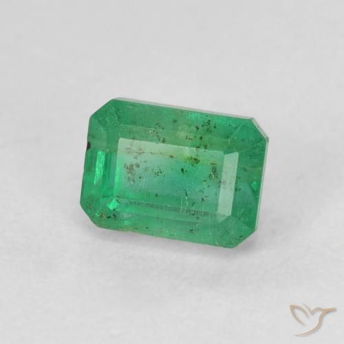 0.98캐럿 천연 미디엄 그린 에메랄드, 에메랄드 컷, 5.9×4.2 mm, SI