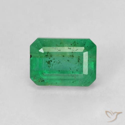 0.98캐럿 천연 미디엄 그린 에메랄드, 에메랄드 컷, 5.9×4.2 mm, SI