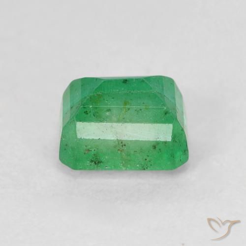 0.98캐럿 천연 미디엄 그린 에메랄드, 에메랄드 컷, 5.9×4.2 mm, SI
