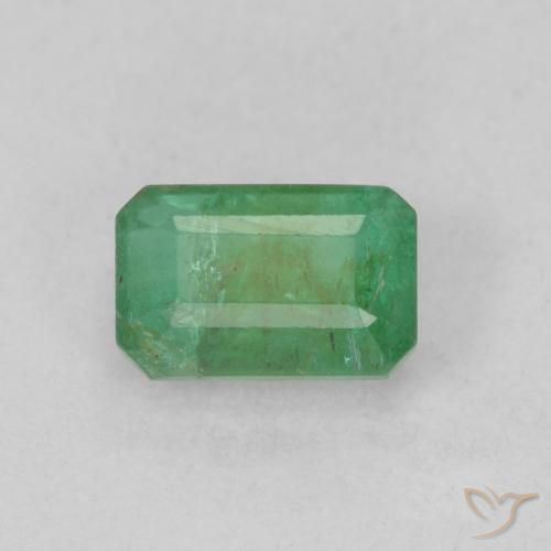 0.73ct 자연스러운 라이트 쿨 그린 에메랄드, 에메랄드 컷, SI