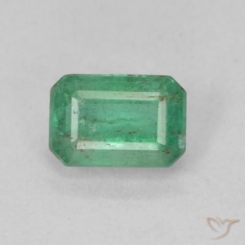 0.74ct 자연스러운 연한 초록색 에메랄드, 에메랄드 컷, SI