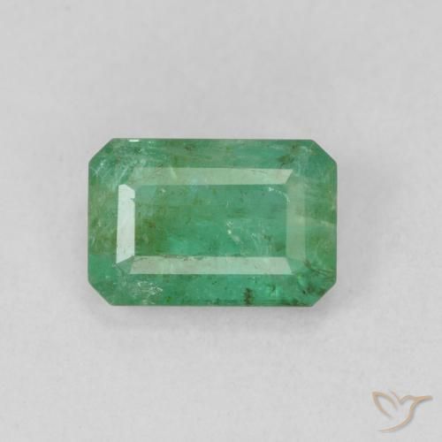 0.88ct 자연스러운 라이트 쿨 그린 에메랄드, 에메랄드 컷, SI