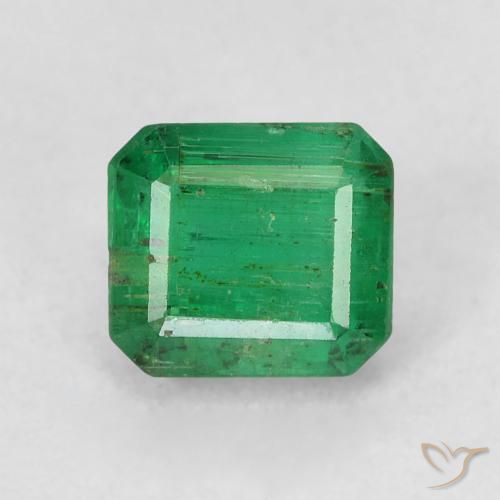 0.77ct 자연스러운 미디엄 그린 에메랄드, 에메랄드 컷, SI