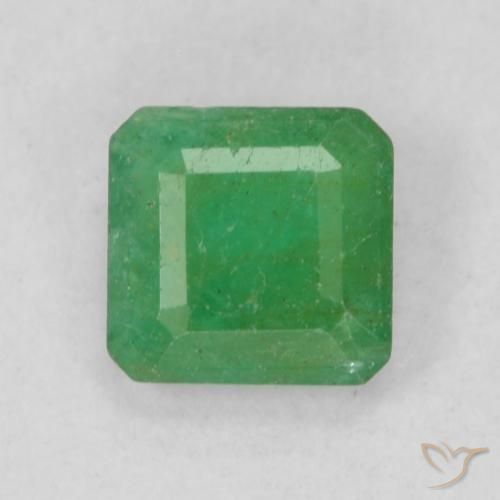 0.42ct 자연스러운 황록색 에메랄드, 에메랄드 컷, SI
