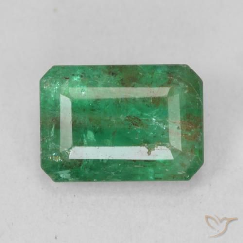0.99ct 자연스러운 미디엄 그린 에메랄드, 에메랄드 컷, SI-I1