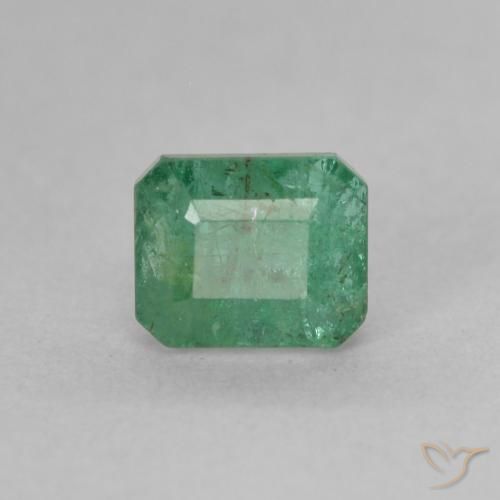 0.89ct 자연스러운 미디엄 라이트 그린 에메랄드, 에메랄드 컷, SI