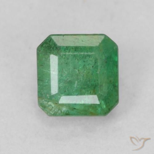 0.34ct 자연스러운 미디엄 그린 에메랄드, 에메랄드 컷, SI