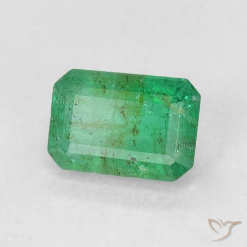 0.59캐럿 천연 라이트 바질 그린 에메랄드, 에메랄드 컷, 5.9×4.1 mm, SI