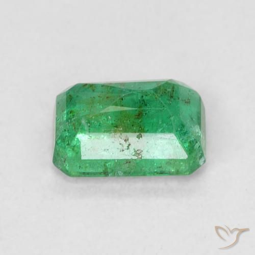 0.59캐럿 천연 라이트 바질 그린 에메랄드, 에메랄드 컷, 5.9×4.1 mm, SI
