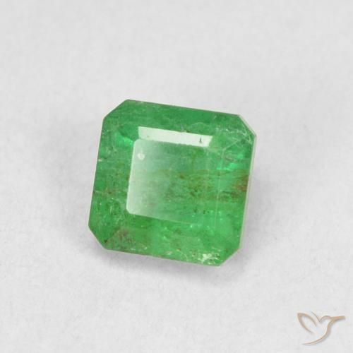 0.44ct 자연스러운 황록색 에메랄드, 에메랄드 컷, SI